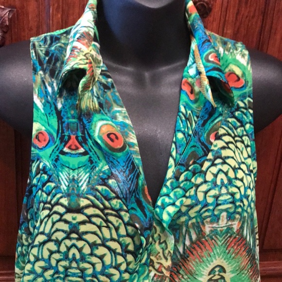 Lavender Brown sleeveless peacock tunic - Picture 5 of 7